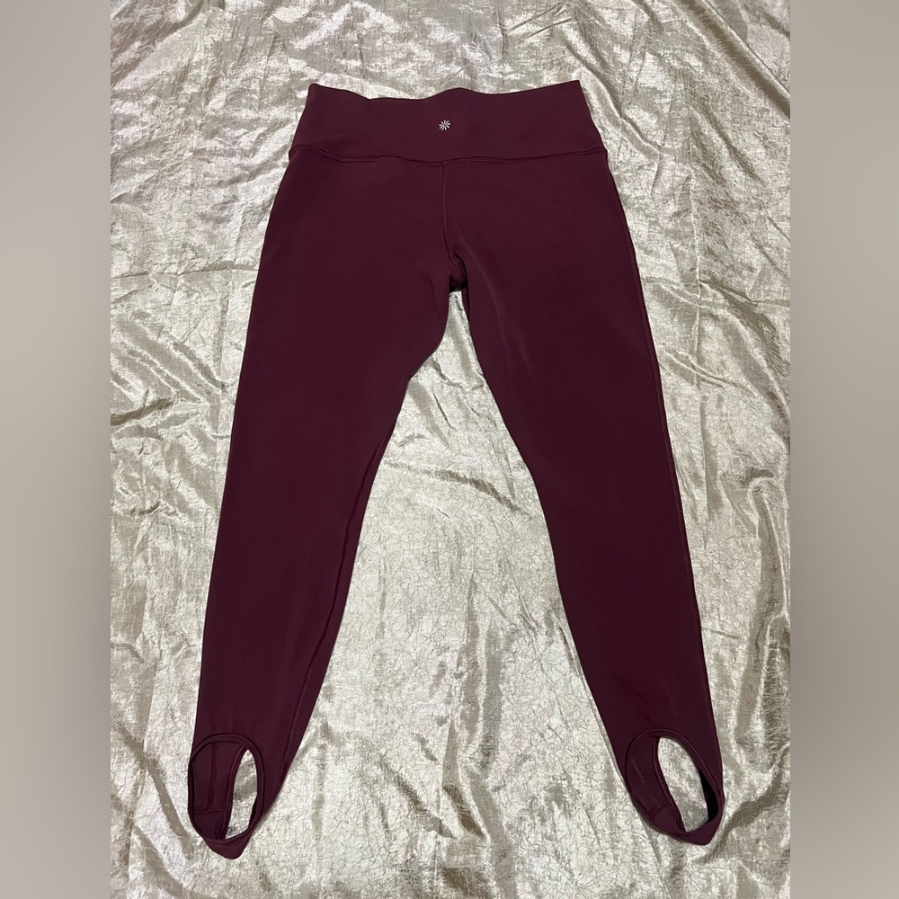 Athleta Transcend High Rise Stirrup Maroon Legging Pant Size XL - Picture 6 of 10